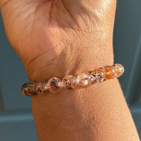 High Quality Red Rutilated Quartz Crystal Bracelet 9-10mm - Picture 8 of 14